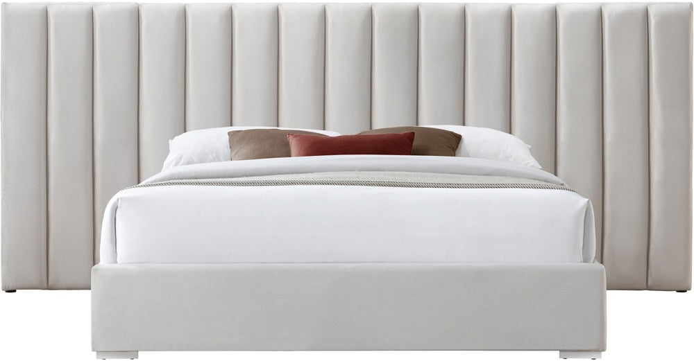 Meridian Furniture - Pablo Cream Velvet King Bed - PabloCream-K veiw 3