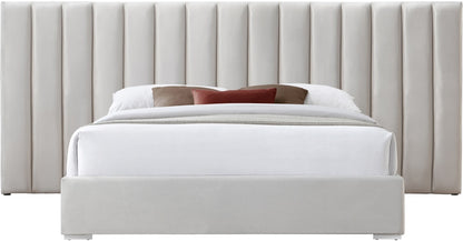 Meridian Furniture - Pablo Cream Velvet King Bed - PabloCream-K veiw 3