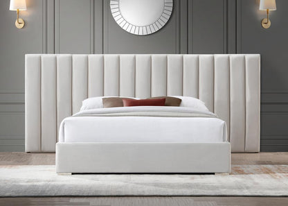 Meridian Furniture - Pablo Cream Velvet King Bed - PabloCream-K veiw 4
