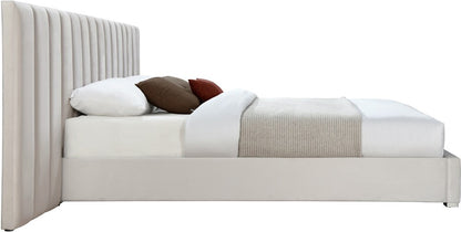 Meridian Furniture - Pablo Cream Velvet King Bed - PabloCream-K veiw 5
