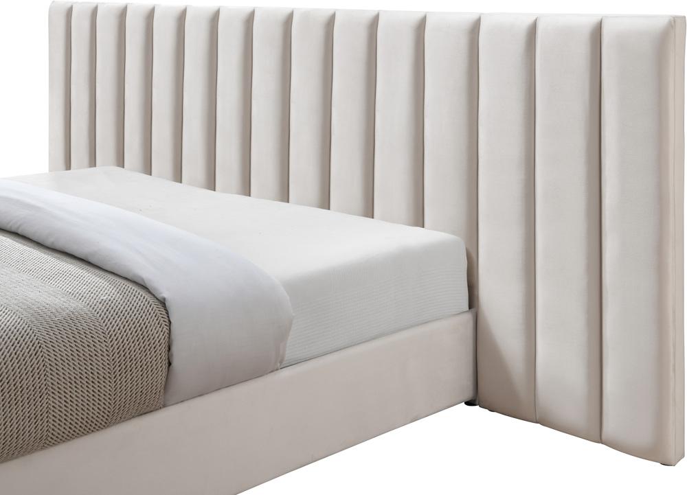 Meridian Furniture - Pablo Cream Velvet King Bed - PabloCream-K veiw 7