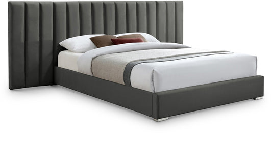 Meridian Furniture - Pablo Grey Velvet King Bed - PabloGrey-K veiw 1