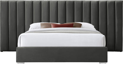 Meridian Furniture - Pablo Grey Velvet King Bed - PabloGrey-K veiw 3