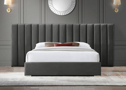 Meridian Furniture - Pablo Grey Velvet King Bed - PabloGrey-K veiw 4