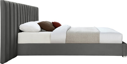 Meridian Furniture - Pablo Grey Velvet King Bed - PabloGrey-K veiw 5
