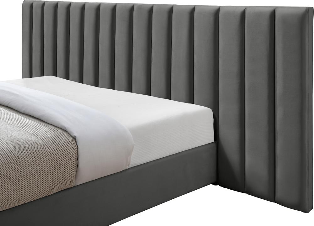 Meridian Furniture - Pablo Grey Velvet King Bed - PabloGrey-K veiw 7