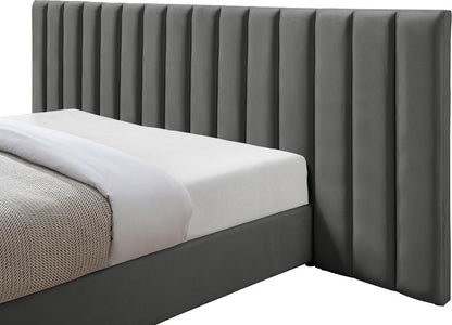Meridian Furniture - Pablo Grey Velvet King Bed - PabloGrey-K veiw 7