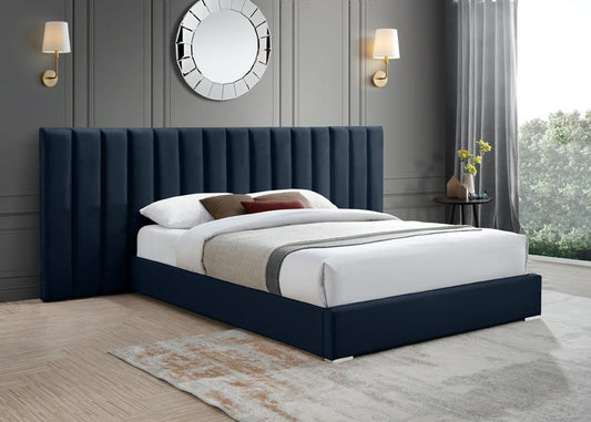 Meridian Furniture - Pablo Navy Velvet King Bed - PabloNavy-K veiw 2