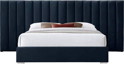 Meridian Furniture - Pablo Navy Velvet King Bed - PabloNavy-K veiw 3