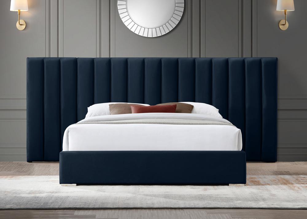Meridian Furniture - Pablo Navy Velvet King Bed - PabloNavy-K veiw 4
