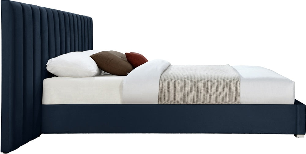Meridian Furniture - Pablo Navy Velvet King Bed - PabloNavy-K veiw 5