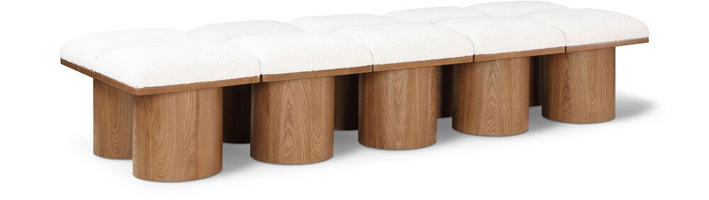 Meridian Furniture - Pavilion Cream Boucle Fabric Bench - 10Pc - 467Cream-10C veiw 1