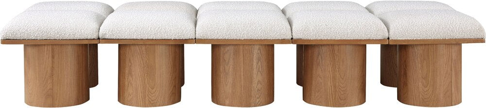 Meridian Furniture - Pavilion Cream Boucle Fabric Bench - 10Pc - 467Cream-10C veiw 3
