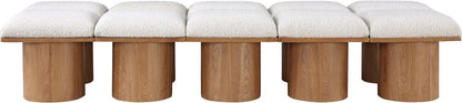 Meridian Furniture - Pavilion Cream Boucle Fabric Bench - 10Pc - 467Cream-10C veiw 3