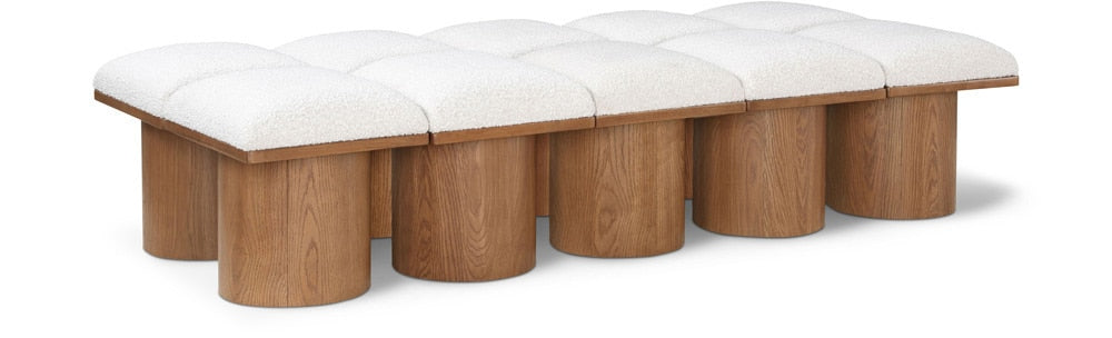 Meridian Furniture - Pavilion Cream Boucle Fabric Bench - 10Pc - 467Cream-10D veiw 1