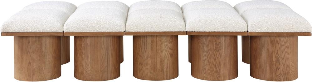Meridian Furniture - Pavilion Cream Boucle Fabric Bench - 10Pc - 467Cream-10D veiw 3
