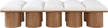 Meridian Furniture - Pavilion Cream Boucle Fabric Bench - 10Pc - 467Cream-10D veiw 3
