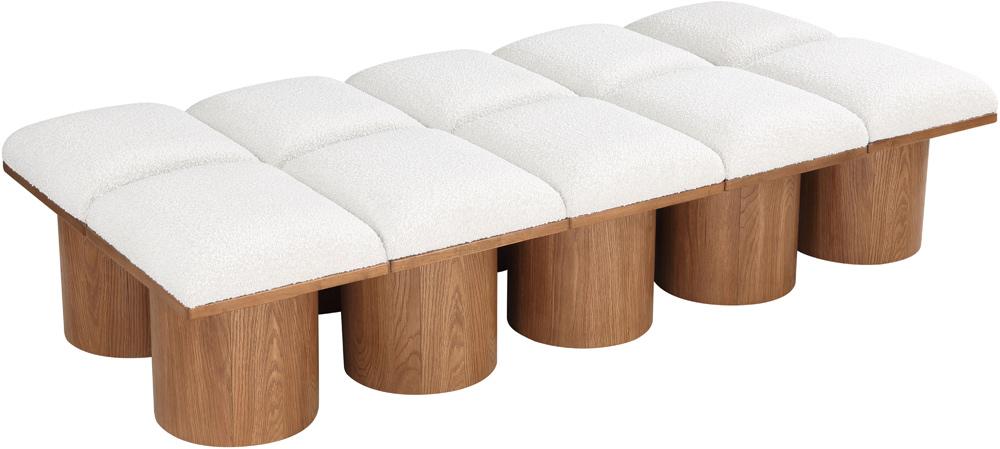 Meridian Furniture - Pavilion Cream Boucle Fabric Bench - 10Pc - 467Cream-10D veiw 5