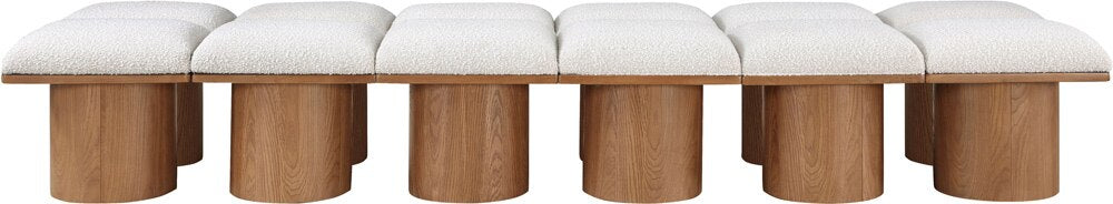 Meridian Furniture - Pavilion Cream Boucle Fabric Bench - 12Pc - 467Cream-12C veiw 3