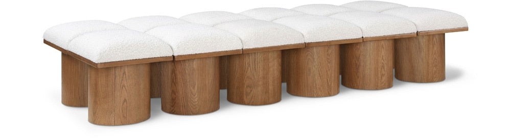 Meridian Furniture - Pavilion Cream Boucle Fabric Bench - 12Pc - 467Cream-12D veiw 1