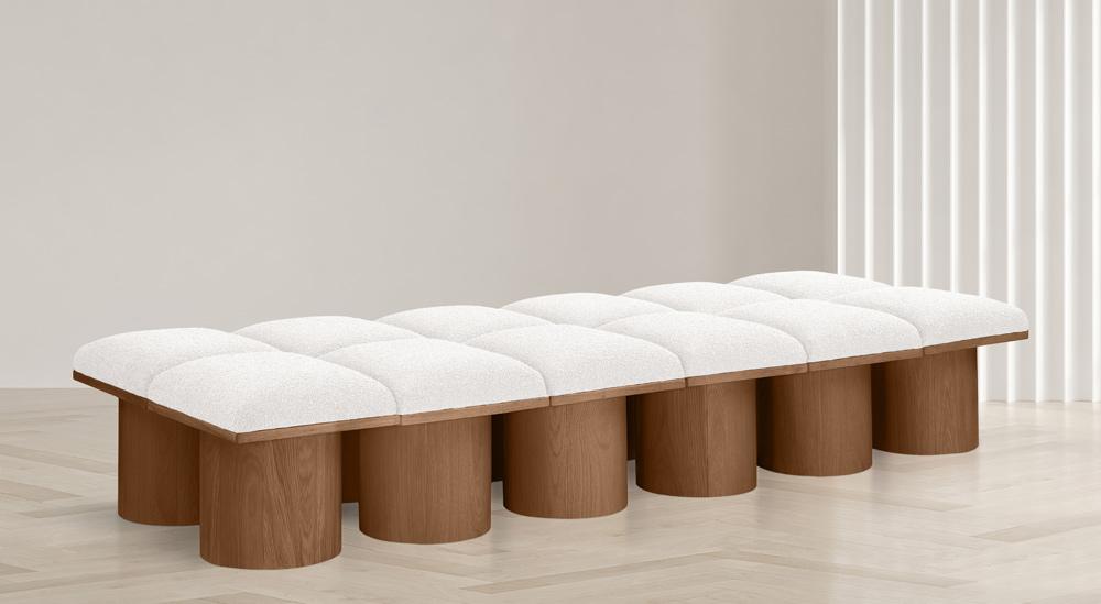 Meridian Furniture - Pavilion Cream Boucle Fabric Bench - 12Pc - 467Cream-12D veiw 2