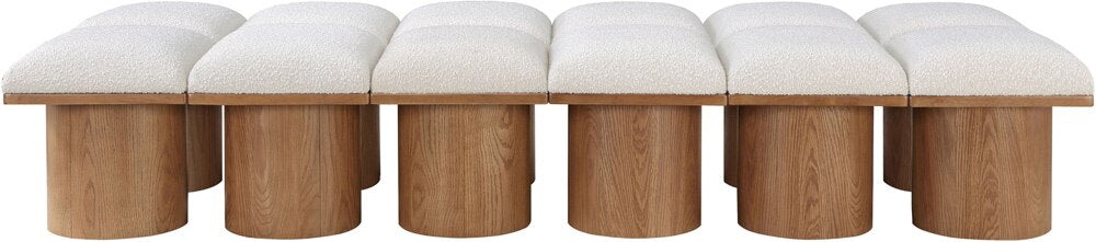 Meridian Furniture - Pavilion Cream Boucle Fabric Bench - 12Pc - 467Cream-12D veiw 3