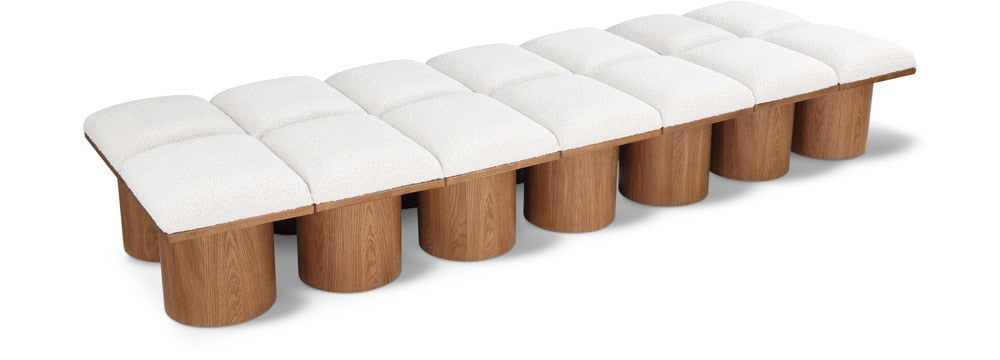 Meridian Furniture - Pavilion Cream Boucle Fabric Bench - 14Pc - 467Cream-14D veiw 1