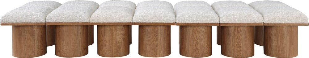 Meridian Furniture - Pavilion Cream Boucle Fabric Bench - 14Pc - 467Cream-14D veiw 3