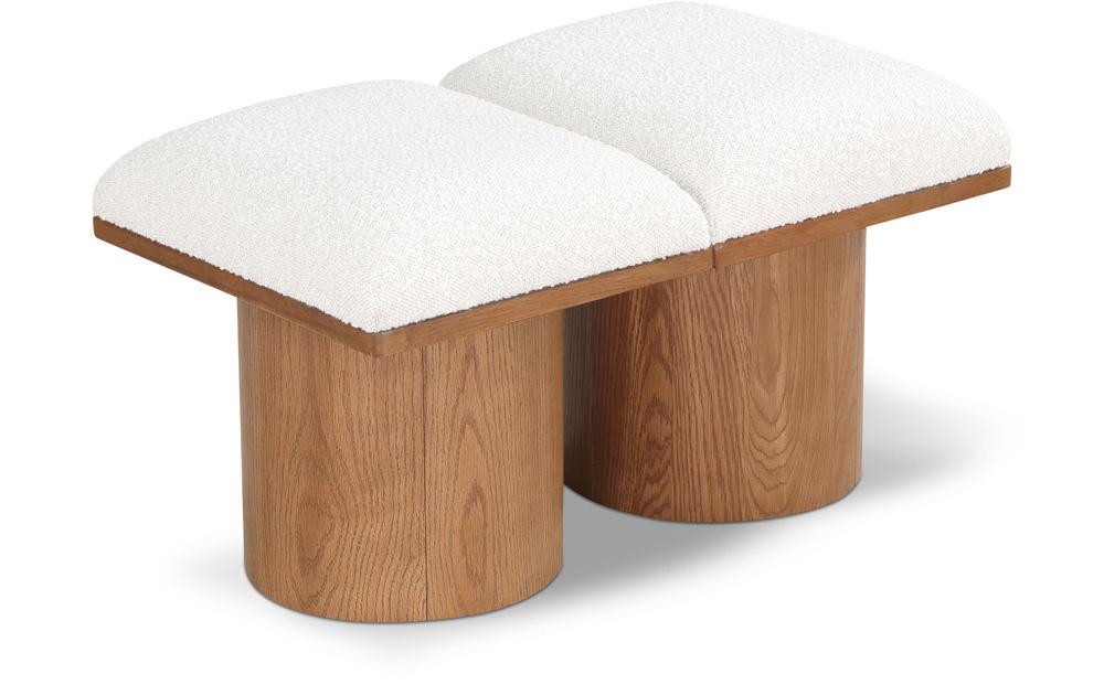Meridian Furniture - Pavilion Cream Boucle Fabric Bench - 2Pc - 467Cream-2A veiw 1