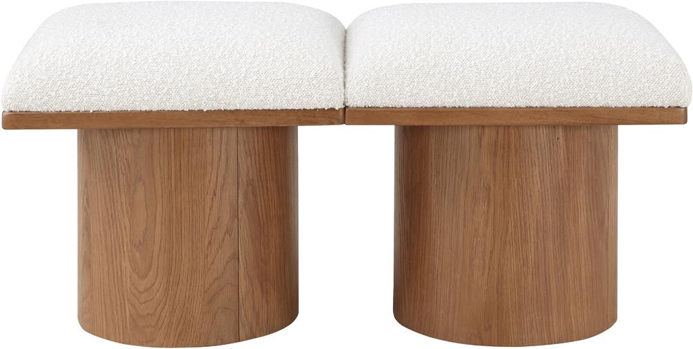 Meridian Furniture - Pavilion Cream Boucle Fabric Bench - 2Pc - 467Cream-2A veiw 3
