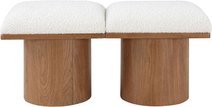 Meridian Furniture - Pavilion Cream Boucle Fabric Bench - 2Pc - 467Cream-2A veiw 3