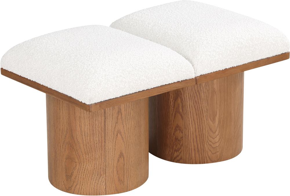 Meridian Furniture - Pavilion Cream Boucle Fabric Bench - 2Pc - 467Cream-2A veiw 5