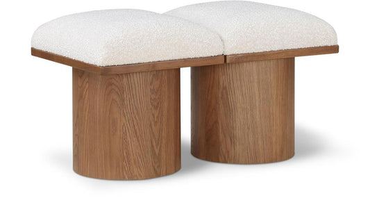 Meridian Furniture - Pavilion Cream Boucle Fabric Bench - 2Pc - 467Cream-2B veiw 1