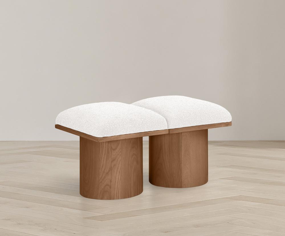 Meridian Furniture - Pavilion Cream Boucle Fabric Bench - 2Pc - 467Cream-2B veiw 2