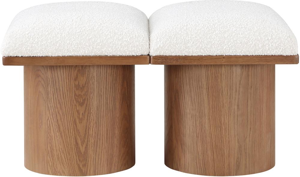 Meridian Furniture - Pavilion Cream Boucle Fabric Bench - 2Pc - 467Cream-2B veiw 3