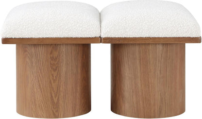 Meridian Furniture - Pavilion Cream Boucle Fabric Bench - 2Pc - 467Cream-2B veiw 3