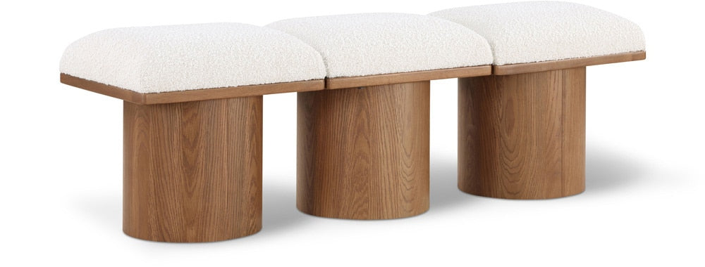Meridian Furniture - Pavilion Cream Boucle Fabric Bench - 3Pc - 467Cream-3A veiw 1