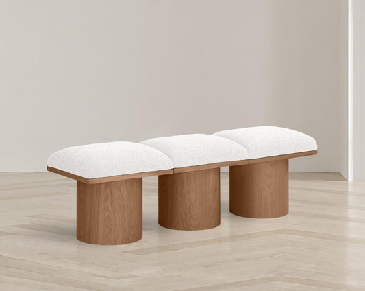 Meridian Furniture - Pavilion Cream Boucle Fabric Bench - 3Pc - 467Cream-3A veiw 2