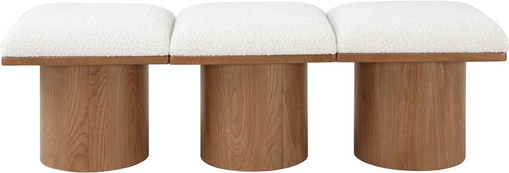 Meridian Furniture - Pavilion Cream Boucle Fabric Bench - 3Pc - 467Cream-3A veiw 3