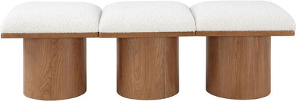 Meridian Furniture - Pavilion Cream Boucle Fabric Bench - 3Pc - 467Cream-3A veiw 3