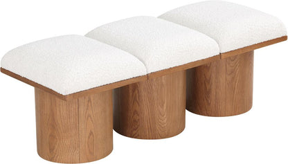 Meridian Furniture - Pavilion Cream Boucle Fabric Bench - 3Pc - 467Cream-3A veiw 5