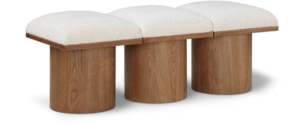 Meridian Furniture - Pavilion Cream Boucle Fabric Bench - 3Pc - 467Cream-3B veiw 1
