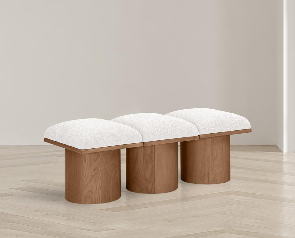 Meridian Furniture - Pavilion Cream Boucle Fabric Bench - 3Pc - 467Cream-3B veiw 2