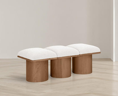 Meridian Furniture - Pavilion Cream Boucle Fabric Bench - 3Pc - 467Cream-3B veiw 2