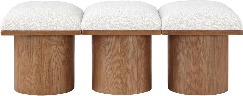Meridian Furniture - Pavilion Cream Boucle Fabric Bench - 3Pc - 467Cream-3B veiw 3
