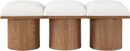 Meridian Furniture - Pavilion Cream Boucle Fabric Bench - 3Pc - 467Cream-3B veiw 3