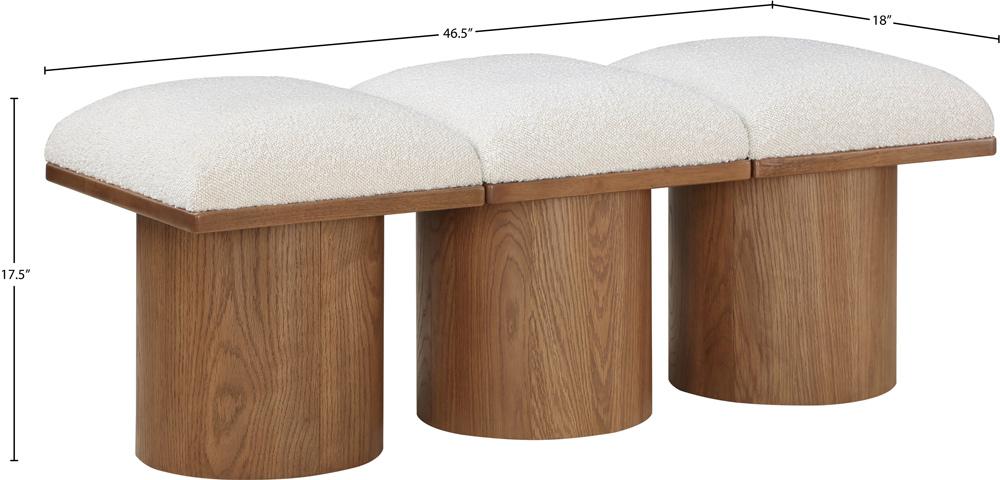 Meridian Furniture - Pavilion Cream Boucle Fabric Bench - 3Pc - 467Cream-3B veiw 6