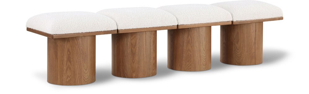Meridian Furniture - Pavilion Cream Boucle Fabric Bench - 4Pc - 467Cream-4A veiw 1