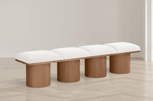 Meridian Furniture - Pavilion Cream Boucle Fabric Bench - 4Pc - 467Cream-4A veiw 2