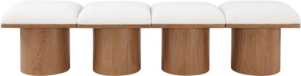 Meridian Furniture - Pavilion Cream Boucle Fabric Bench - 4Pc - 467Cream-4A veiw 3